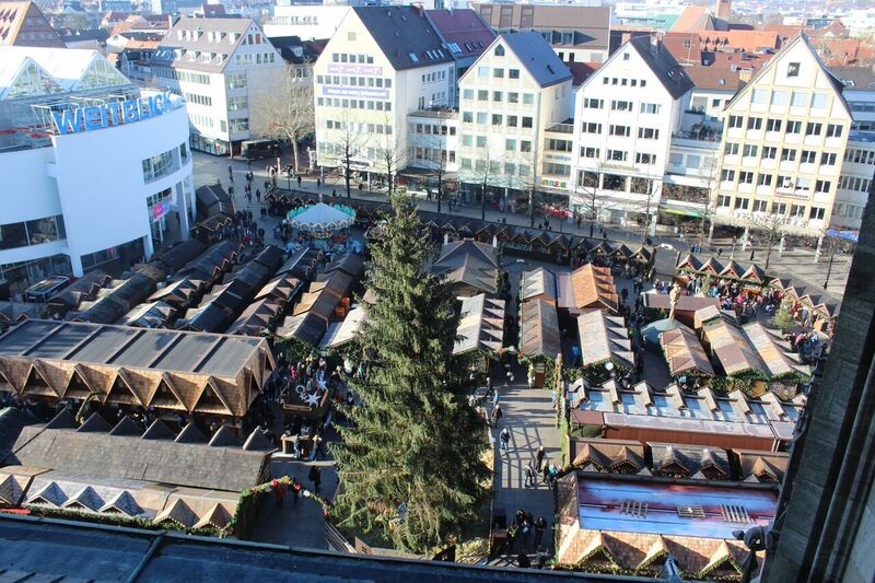 Christmas market from church Wendy The cathedral and city of Ulm
